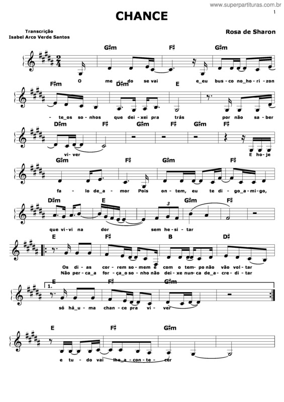 Partitura da música Chance v.2