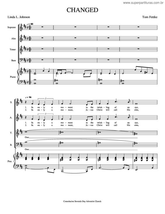 Partitura da música Changed