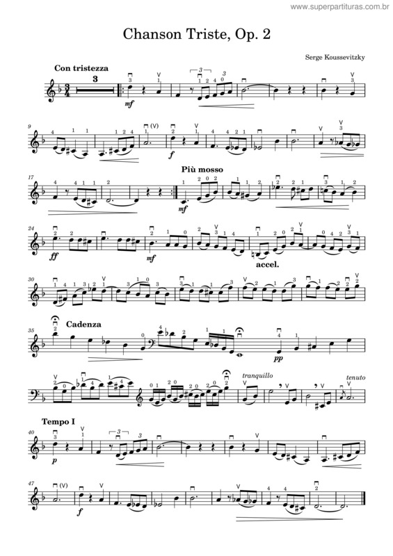 Partitura da música Chanson Triste, Op.2