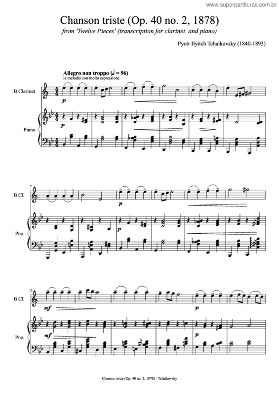 Partitura da música Chanson Triste v.10