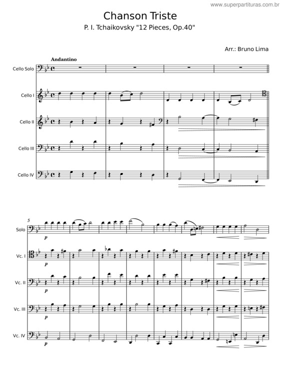 Partitura da música Chanson Triste v.16