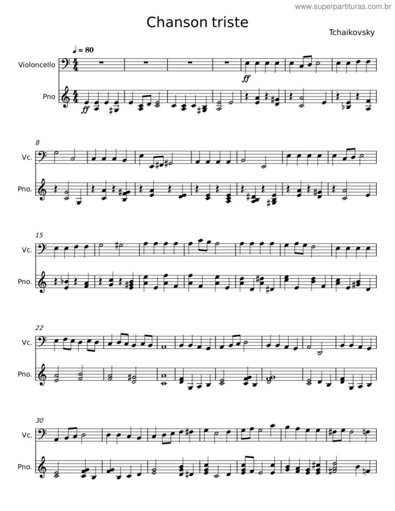 Partitura da música Chanson Triste v.20