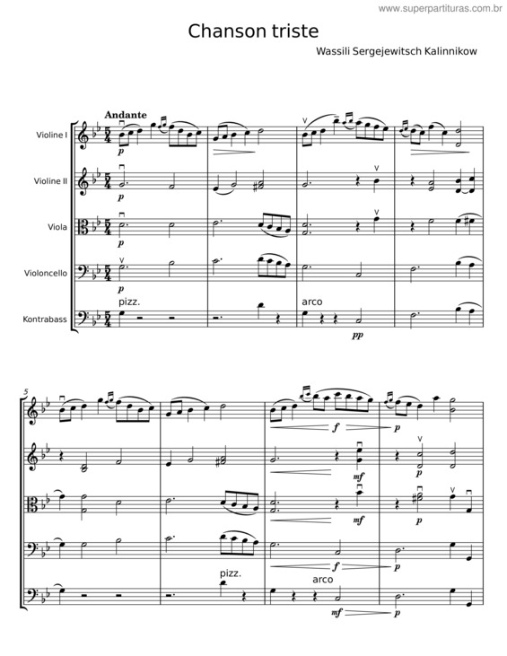 Partitura da música Chanson Triste v.22