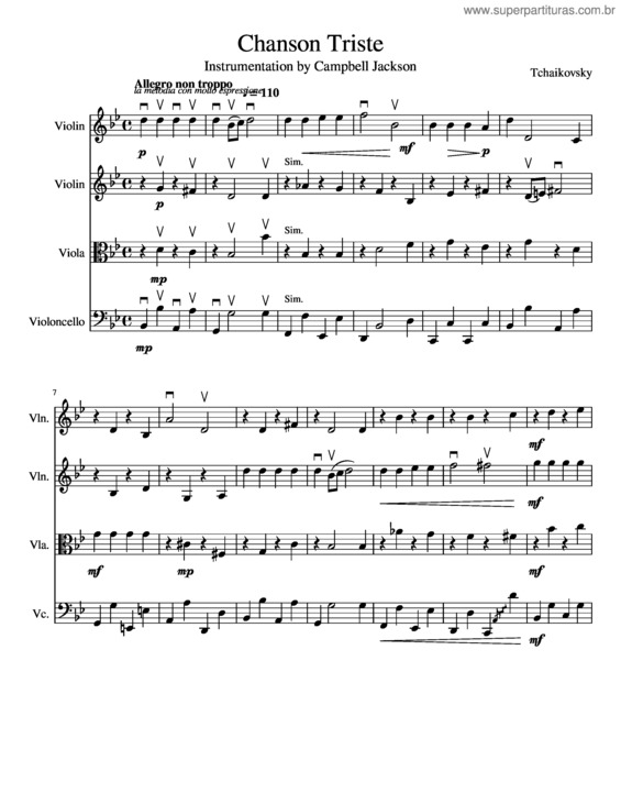 Partitura da música Chanson Triste v.5