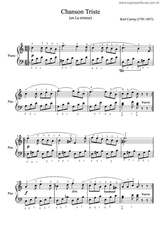 Partitura da música Chanson Triste v.6