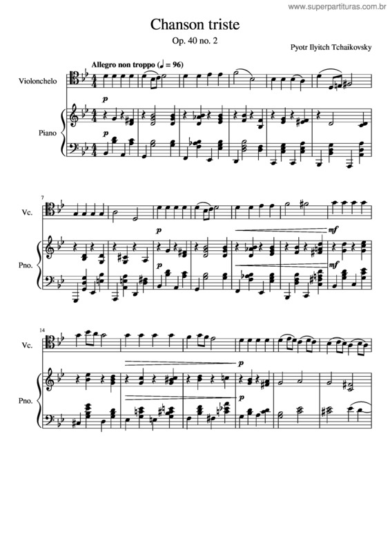 Partitura da música Chanson Triste v.8