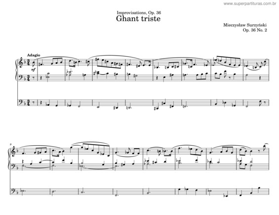 Partitura da música Chant Triste