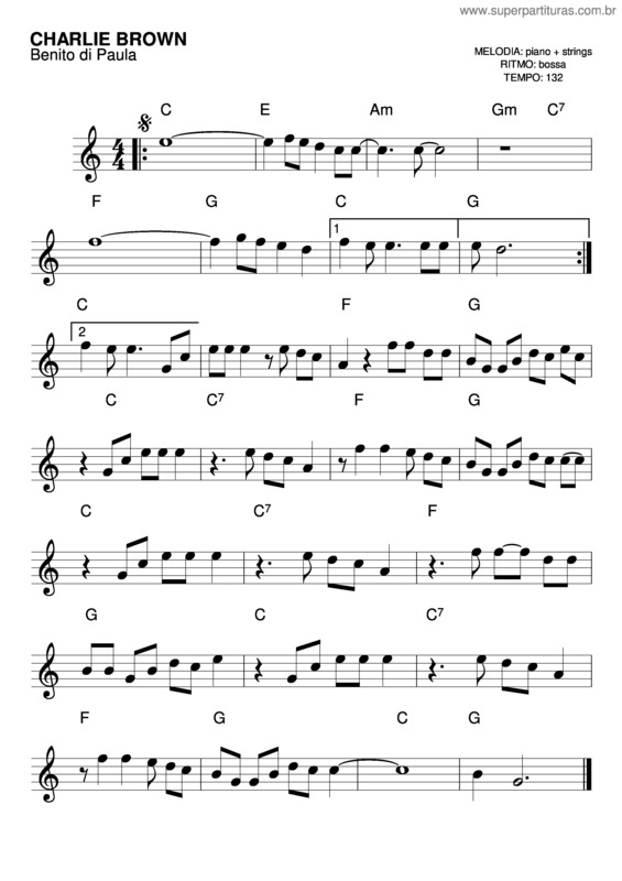 Partitura da música Charlie Brown v.8