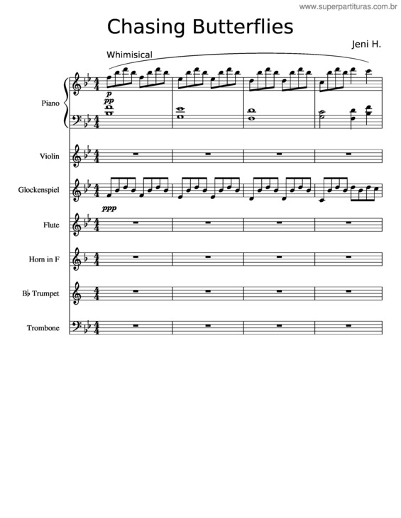 Partitura da música Chasing Butterflies v.2