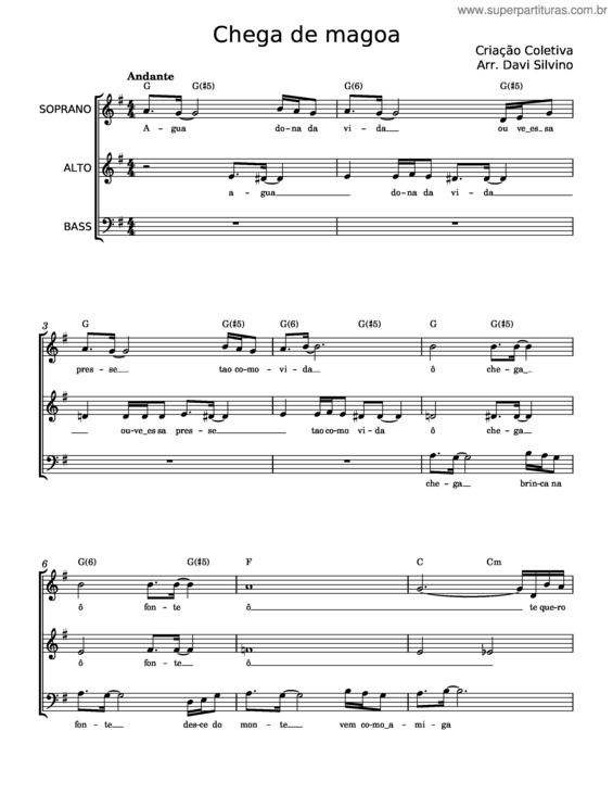 Partitura da música Chega De Mágoa