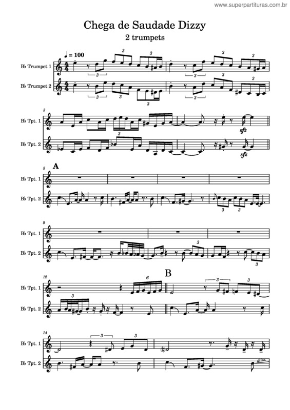 Partitura da música Chega De Saudade Dizzy