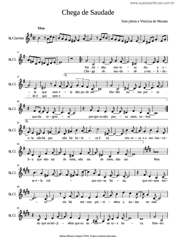 Partitura da música Chega De Saudade Dm