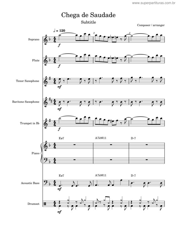 Partitura da música Chega De Saudade In Progress