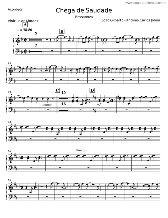 Partitura da música Chega De Saudade v.72