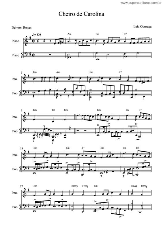 Partitura da música Cheiro De Ana Carolina