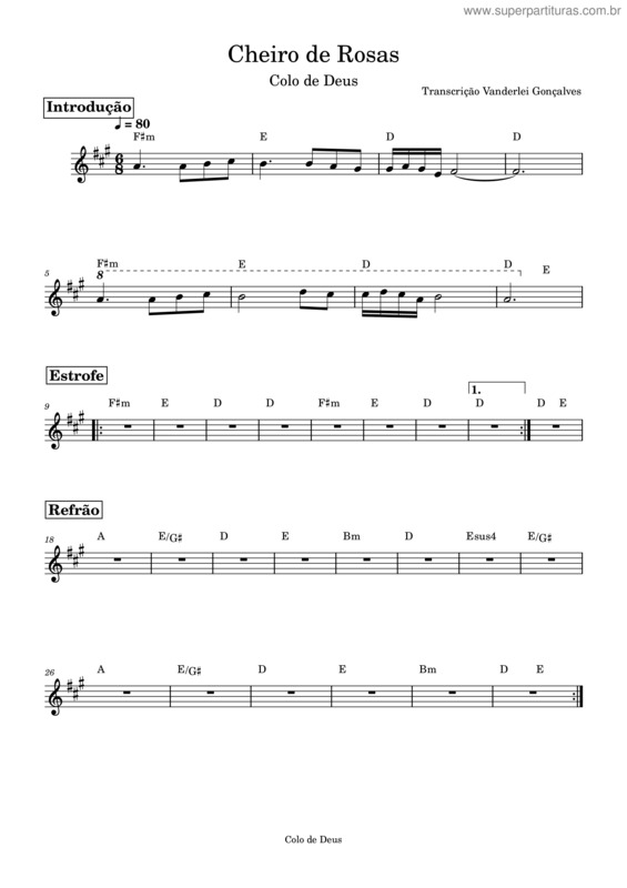 Partitura da música Cheiro De Rosas v.2