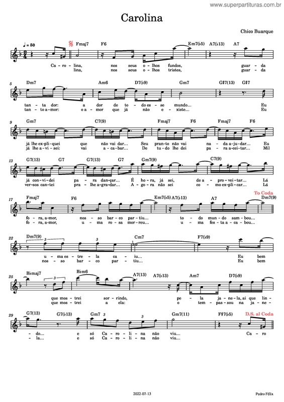 Partitura da música Chico Buarque