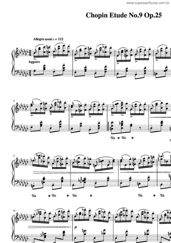 Partitura da música Chopin Etude No 9 Op 25 Butterfly