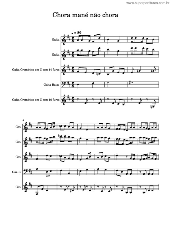 Partitura da música Chora Mane Nao Chora