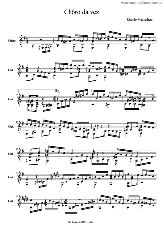 Partitura da música Choro da Vez