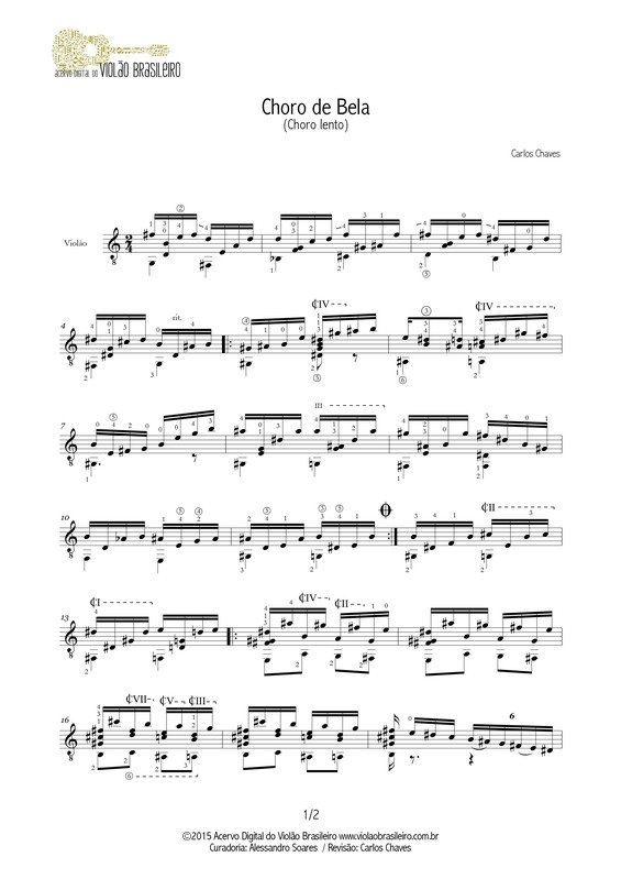 Partitura da música Choro de Bela