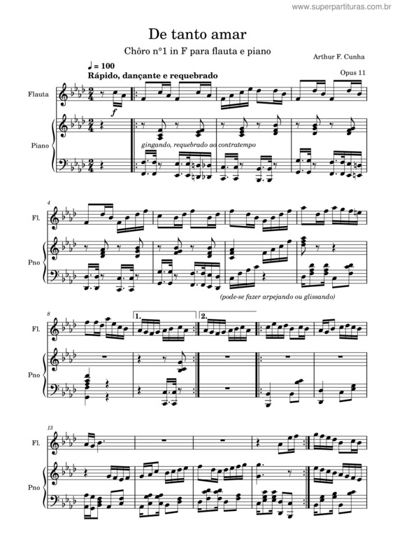 Partitura da música Chôro N°1 v.6