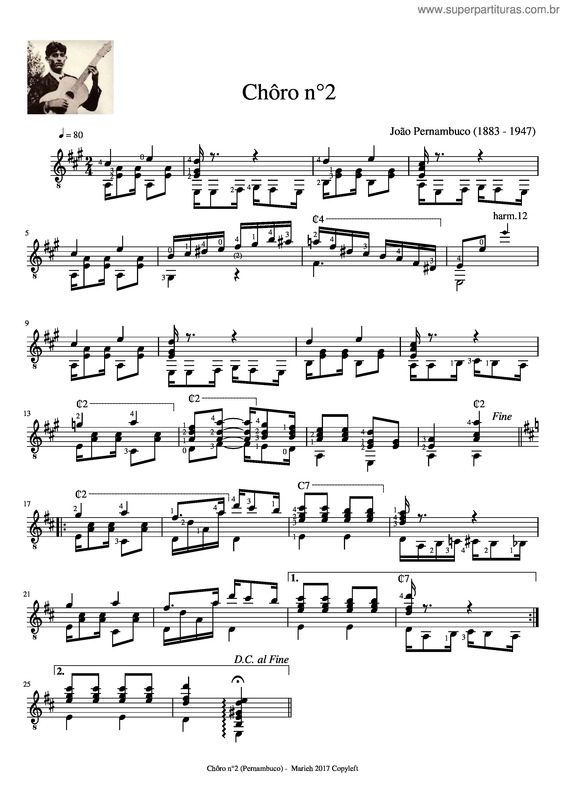 Partitura da música Chôro N°2 v.4