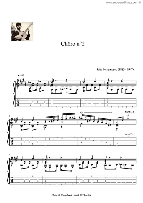 Partitura da música Chôro N°2 v.5