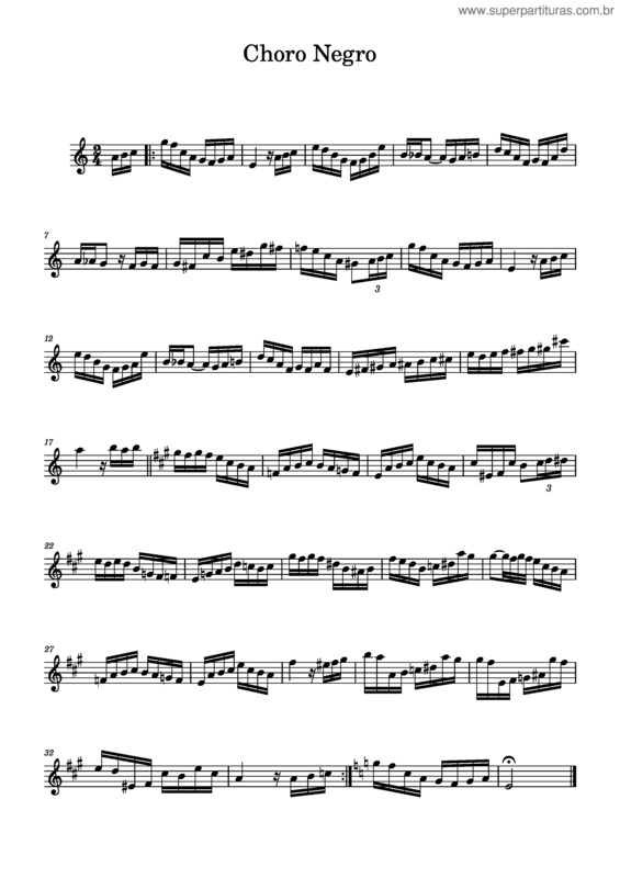 Partitura da música Choro Negro v.7