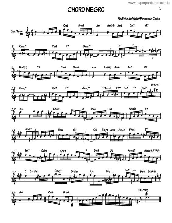 Partitura da música Choro Negro v.8