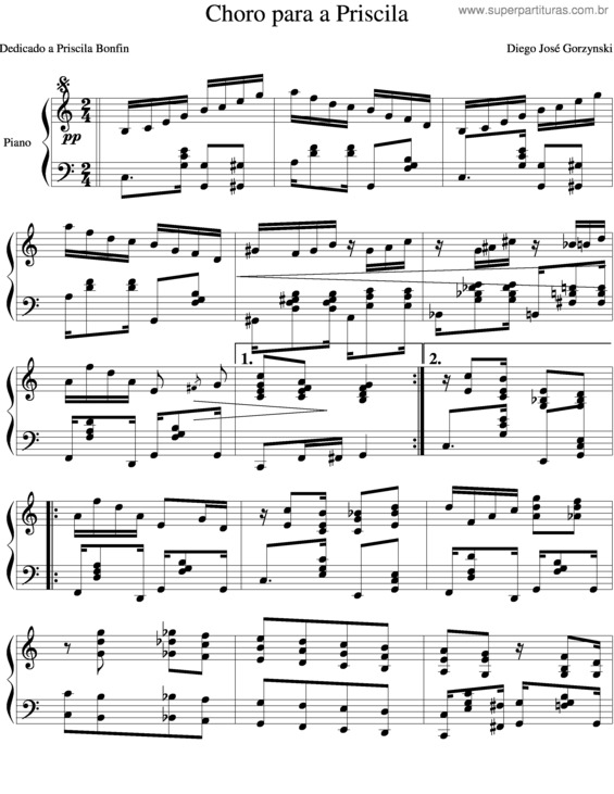 Partitura da música Choro para A Priscila v.3