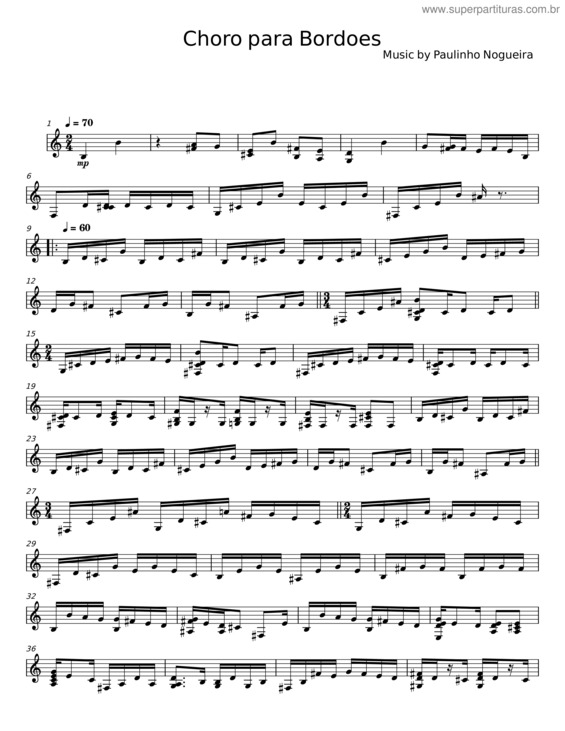 Partitura da música Choro Para Bordões