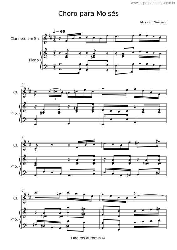 Partitura da música Choro Para Moisés