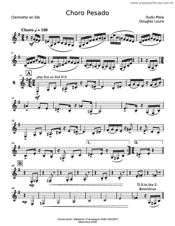 Partitura da música Choro Pesado v.2