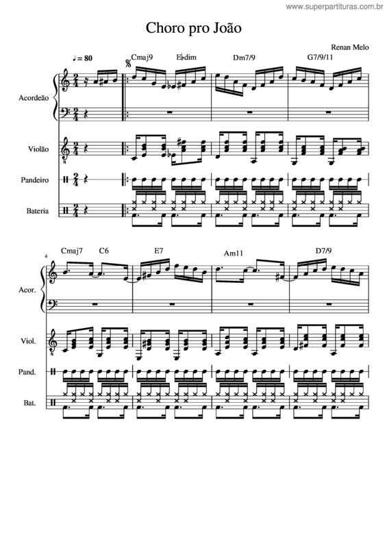 Partitura da música Choro Pro João