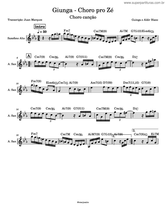 Partitura da música Choro Pro Zé v.2