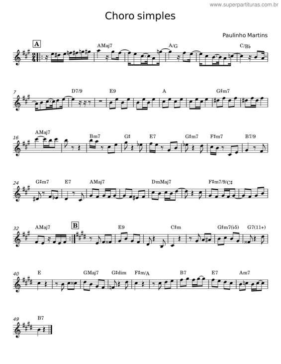 Partitura da música Choro Simples v.2