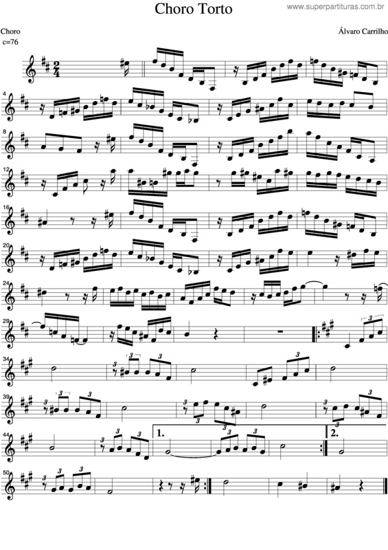 Partitura da música Choro Torto v.2