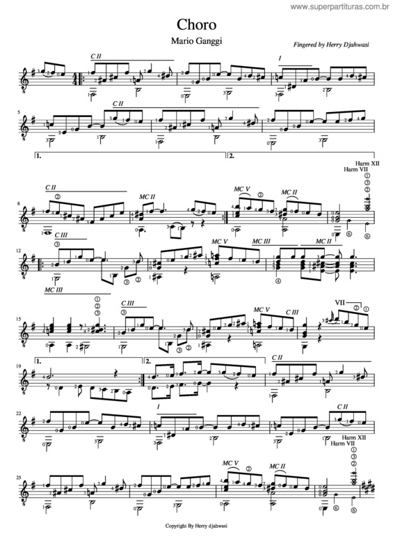 Partitura da música Choro v.58