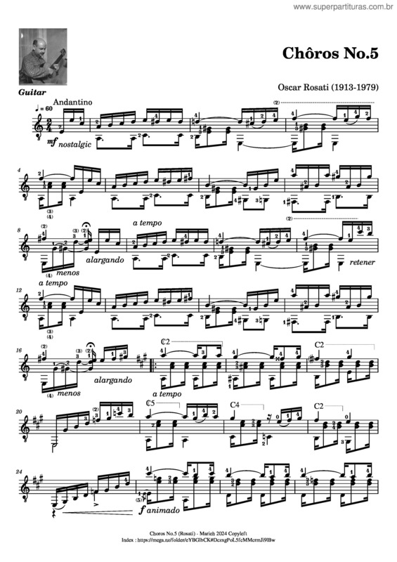 Partitura da música Chôros No.5