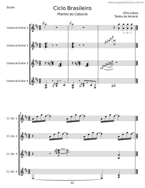 Partitura da música Ciclo Brasileiro, W374