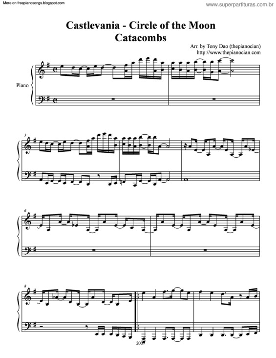 Partitura da música Circle Of The Moon (Castlevania)