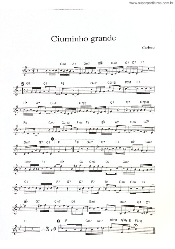 Partitura da música Ciuminho Grande