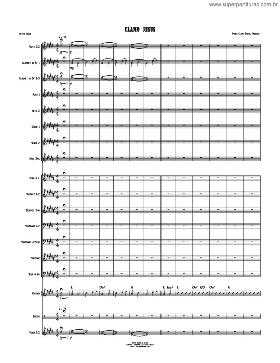 Partitura da música Clamo Jesus v.2