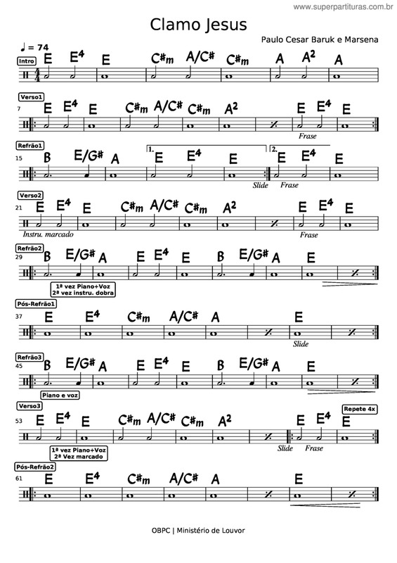 Partitura da música Clamo Jesus v.4