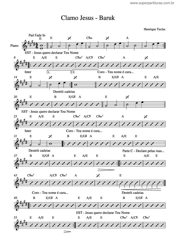 Partitura da música Clamo Jesus