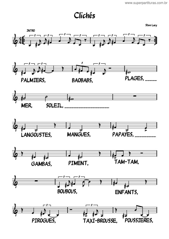 Partitura da música Clichés