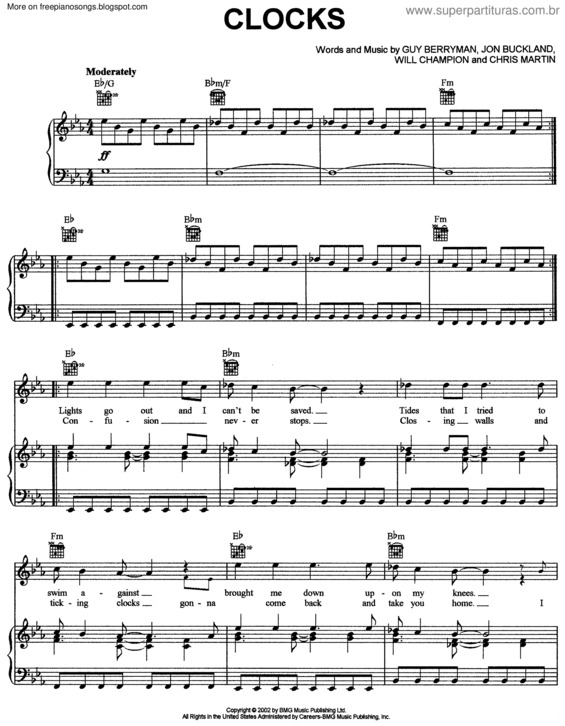 Partitura da música Clocks v.11