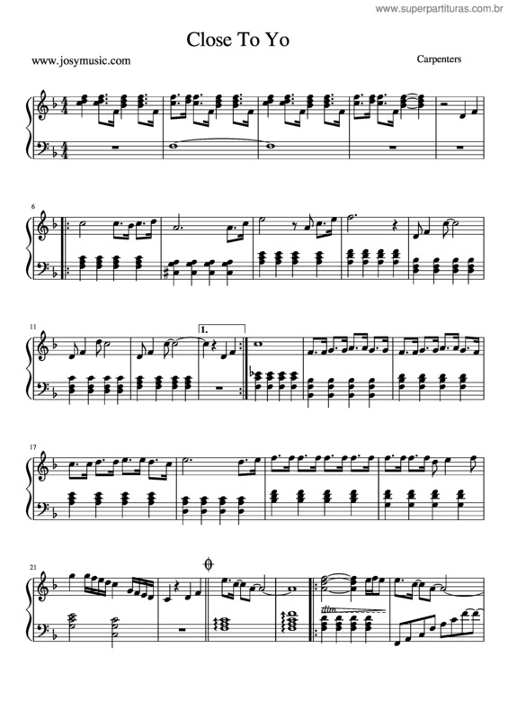 Partitura da música Close To You v.21