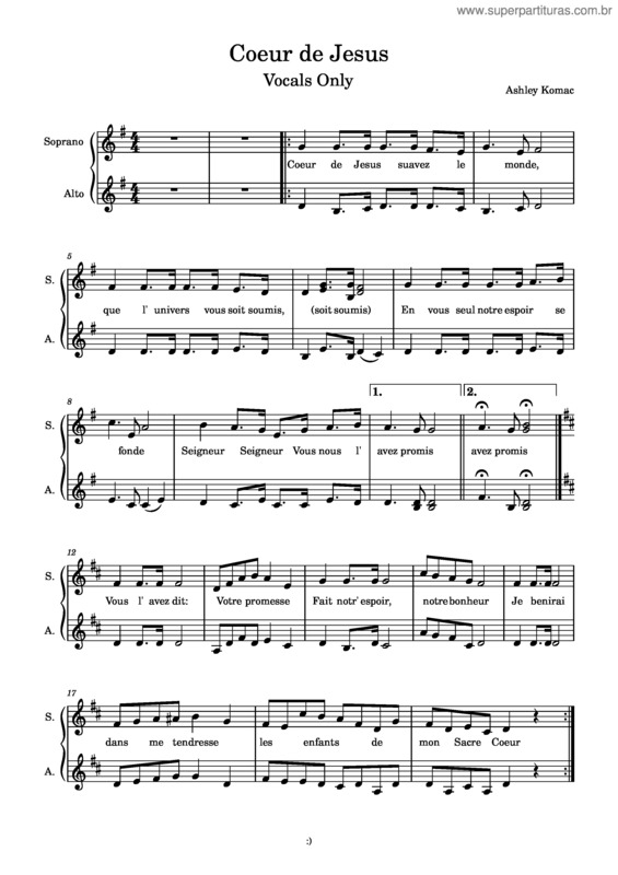 Partitura da música Coeur De Jésus